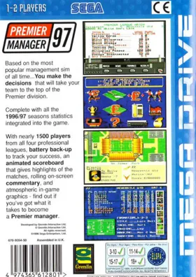 Premier Manager 97 (Europe) box cover back